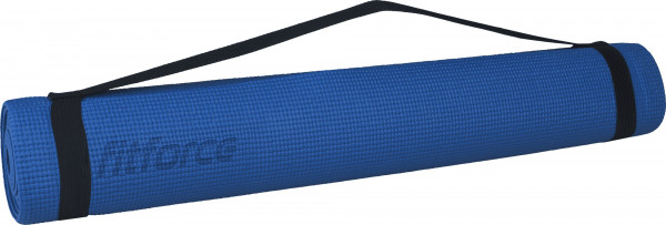 Fitforce Yogamatte blau mit Tragegurt Sportmatte rutschfest