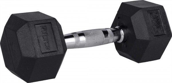 Fitforce 1 x 5kg Hantel Kurzhantel Hexagon FDBB