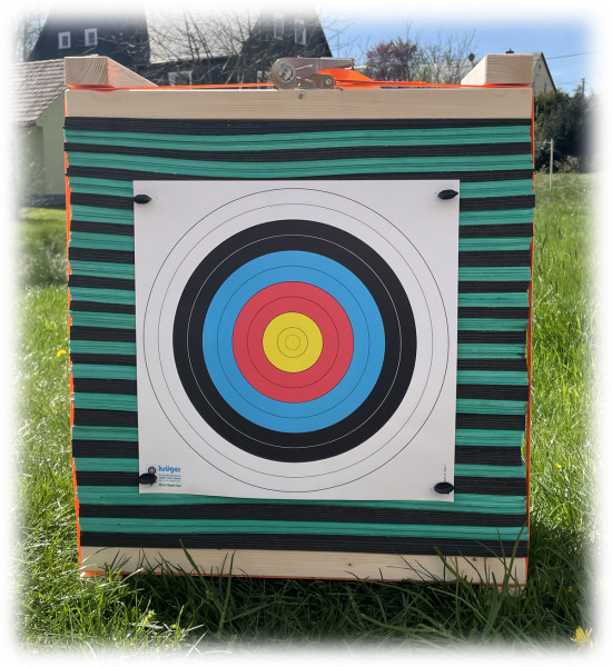 Yate Lamellen Zielscheibe grün/schwarz Holzrahmen 60x60x30cm für Bogenschießen